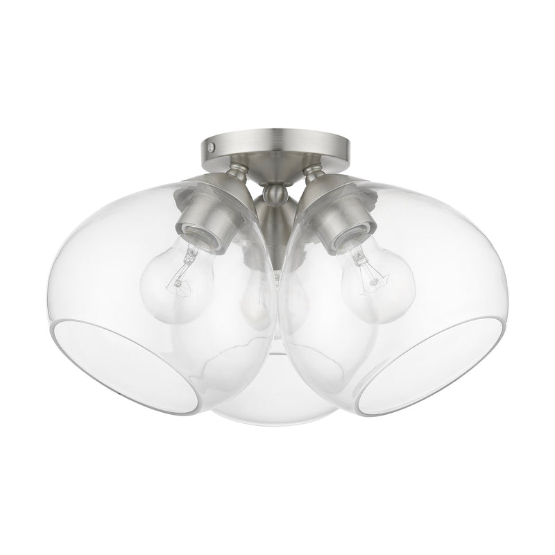 Catania 3-Light Semi-Flush Mount in Brushed Nickel