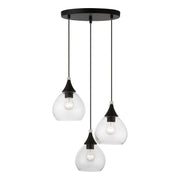 Catania 3-Light Multi-Light Pendant in Black with Brushed Nickel Accents