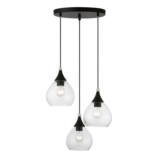 Catania 3-Light Multi-Light Pendant in Black with Brushed Nickel Accents