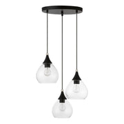 Catania 3-Light Multi-Light Pendant in Black with Brushed Nickel Accents