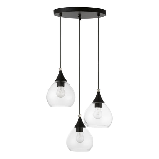 Catania 3-Light Multi-Light Pendant in Black with Brushed Nickel Accents