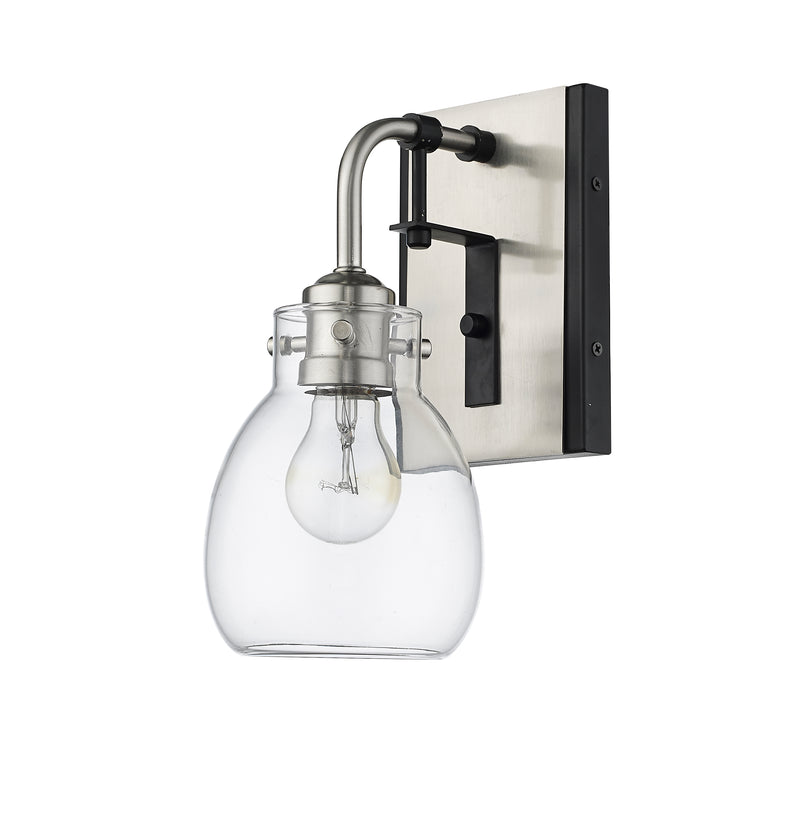 Kraken 1 Light 5.25" Wall Sconce in Matte Black + Brushed Nickel