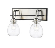 Kraken 2 Light 16" Wall Sconce in Matte Black + Brushed Nickel
