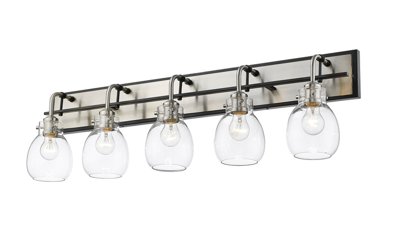 Kraken 5 Light 38" Vanity in Matte Black + Brushed Nickel