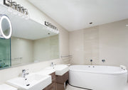 Kraken 5 Light 38" Vanity in Matte Black + Brushed Nickel in a room setting