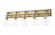 Kraken 5 Light 38" Vanity in Matte Black + Olde Brass