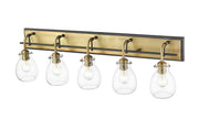 Kraken 5 Light 38" Vanity in Matte Black + Olde Brass