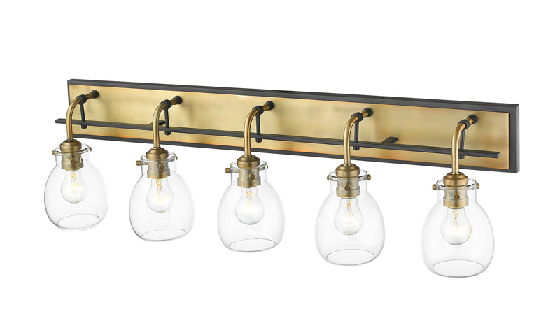 Kraken 5 Light 38" Vanity in Matte Black + Olde Brass
