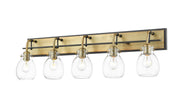 Kraken 5 Light 38" Vanity in Matte Black + Olde Brass