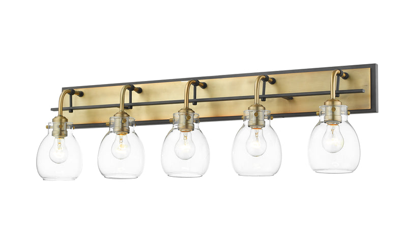 Kraken 5 Light 38" Vanity in Matte Black + Olde Brass