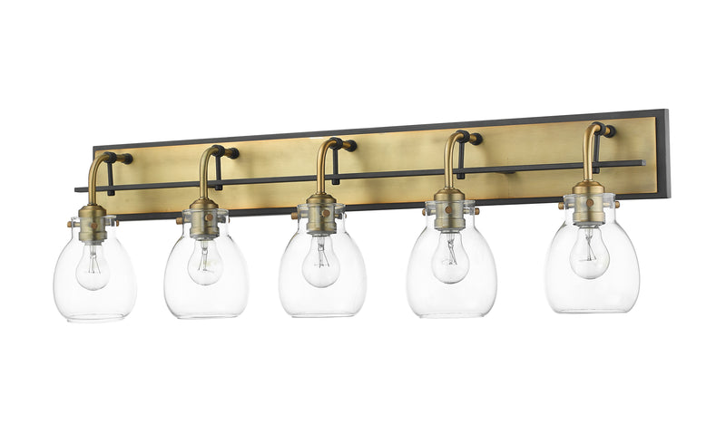 Kraken 5 Light 38" Vanity in Matte Black + Olde Brass