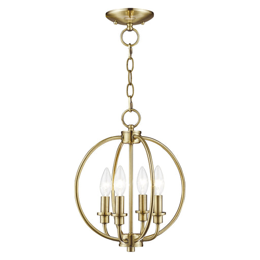 Milania 4-Light Convertible Chandelier / Semi-Flush Mount in Antique Brass