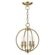 Milania 4-Light Convertible Chandelier / Semi-Flush Mount in Antique Brass