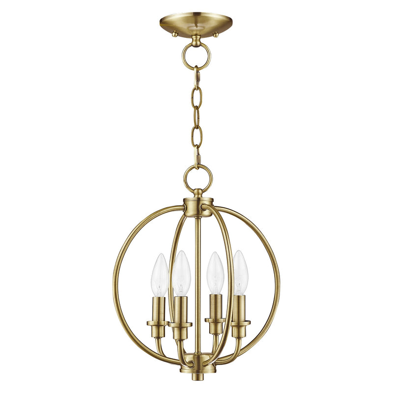 Milania 4-Light Convertible Chandelier / Semi-Flush Mount in Antique Brass