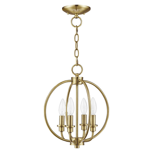 Milania 4-Light Convertible Chandelier / Semi-Flush Mount in Antique Brass