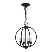 Milania 4-Light Convertible Chandelier / Semi-Flush Mount in Black with Brushed Nickel Accents