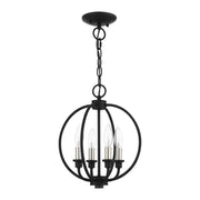 Milania 4-Light Convertible Chandelier / Semi-Flush Mount in Black with Brushed Nickel Accents