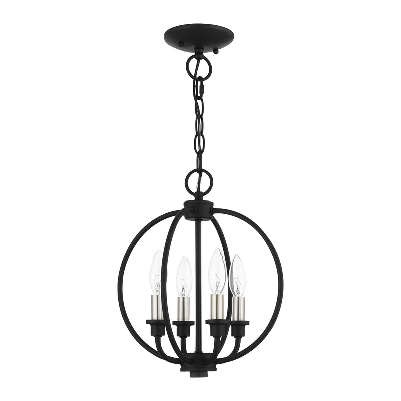 Milania 4-Light Convertible Chandelier / Semi-Flush Mount in Black with Brushed Nickel Accents