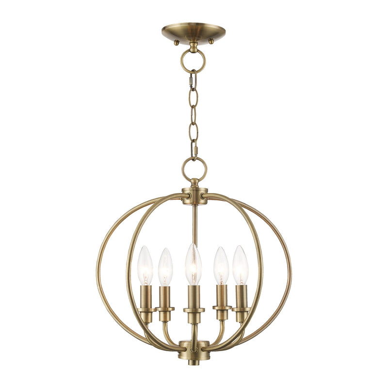 Milania 5-Light Convertible Chandelier / Semi-Flush Mount in Antique Brass