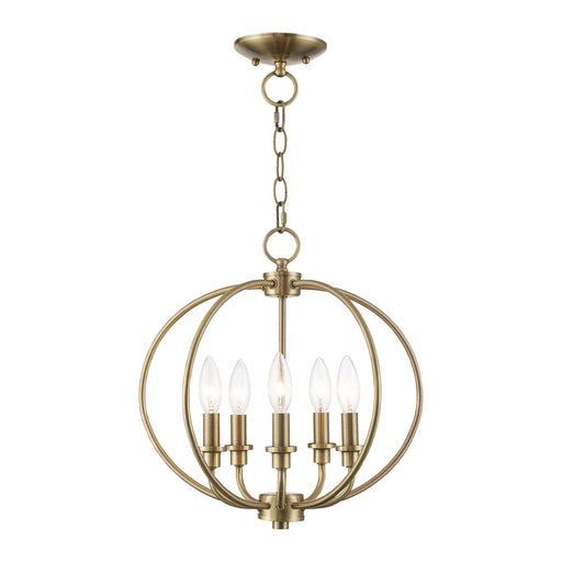 Milania 5-Light Convertible Chandelier / Semi-Flush Mount in Antique Brass
