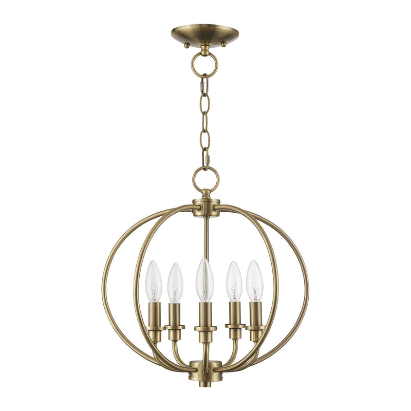 Milania 5-Light Convertible Chandelier / Semi-Flush Mount in Antique Brass