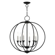 Milania 6-Light Chandelier in Black with Brushed Nickel Accents