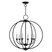 Milania 6-Light Chandelier in Black with Brushed Nickel Accents