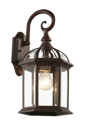 Wentworth 1-Light Wall Lantern in Rust with Clear Beveled Glass - Lamps Expo