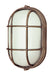 Aria 1-Light Bulkhead in Rust with Ribbed Frosted Glass