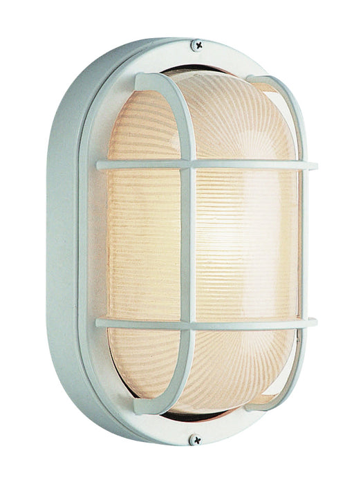 Aria 1-Light Bulkhead in White with Ribbed Frosted Glass