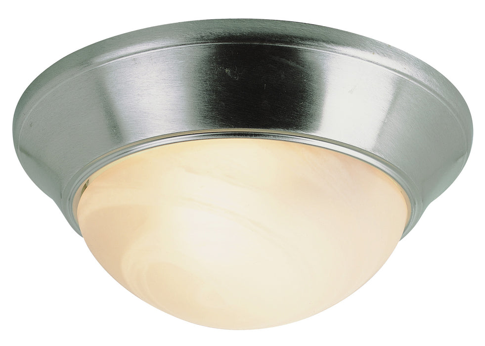 Athena 3-Light Flushmount in Brushed Nickel with White Marbleized Glass