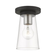 Cityview Small Flush Mount in Black with Brushed Nickel Accents