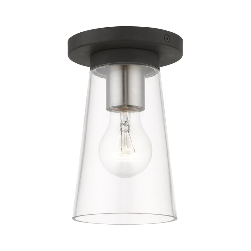 Cityview Small Flush Mount in Black with Brushed Nickel Accents