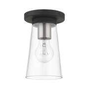 Cityview Small Flush Mount in Black with Brushed Nickel Accents
