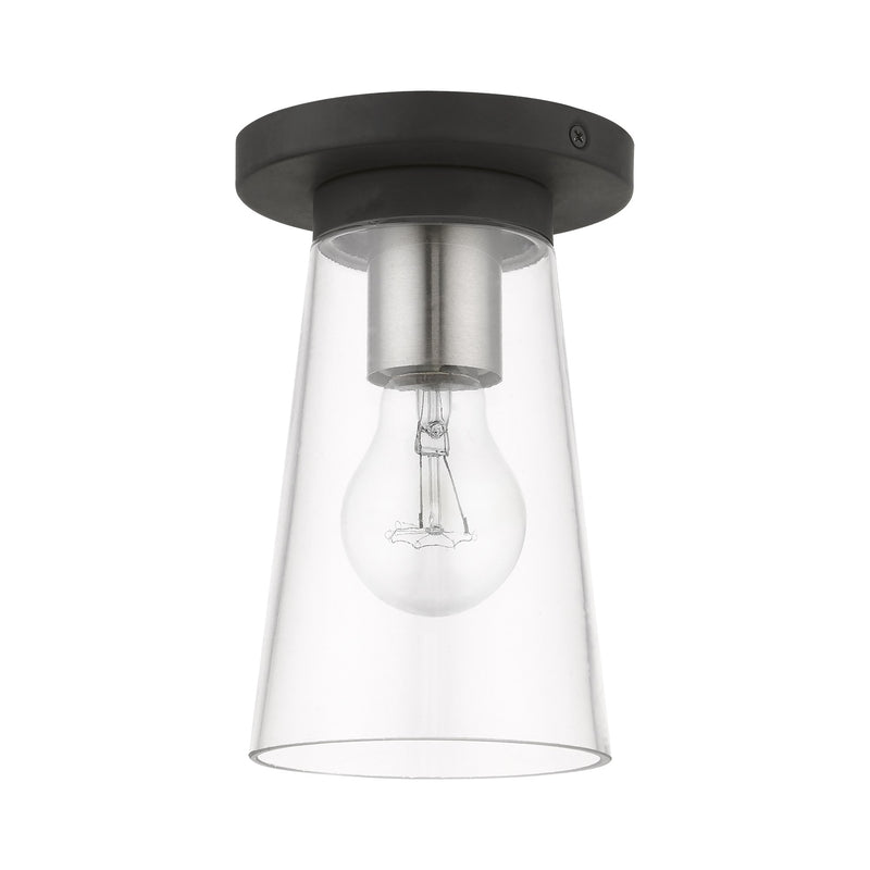 Cityview Small Flush Mount in Black with Brushed Nickel Accents