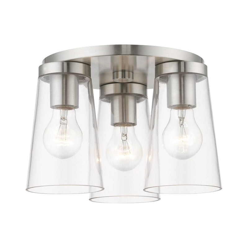 Cityview 3-Light Large Flush Mount in Brushed Nickel