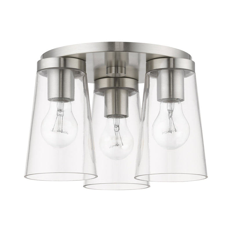 Cityview 3-Light Large Flush Mount in Brushed Nickel