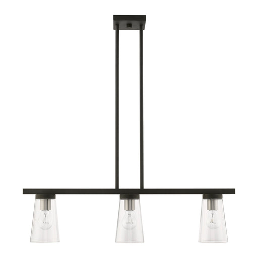 Cityview 3-Light Linear Chandelier in Black with Brushed Nickel Accents