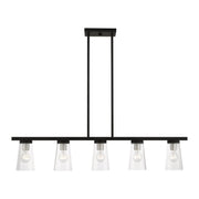 Cityview 5-Light Linear Chandelier in Black with Brushed Nickel Accents