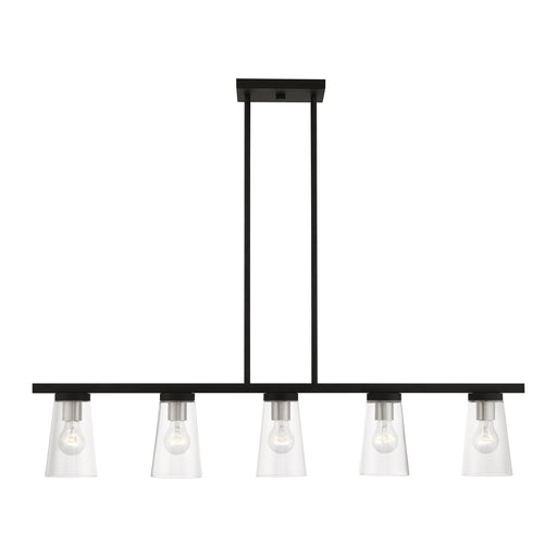 Cityview 5-Light Linear Chandelier in Black with Brushed Nickel Accents