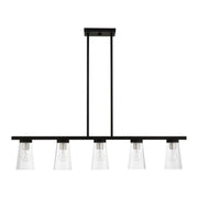 Cityview 5-Light Linear Chandelier in Black with Brushed Nickel Accents
