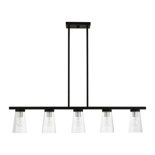 Cityview 5-Light Linear Chandelier in Black with Brushed Nickel Accents