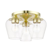 Willow 3-Light Flush Mount in Satin Brass