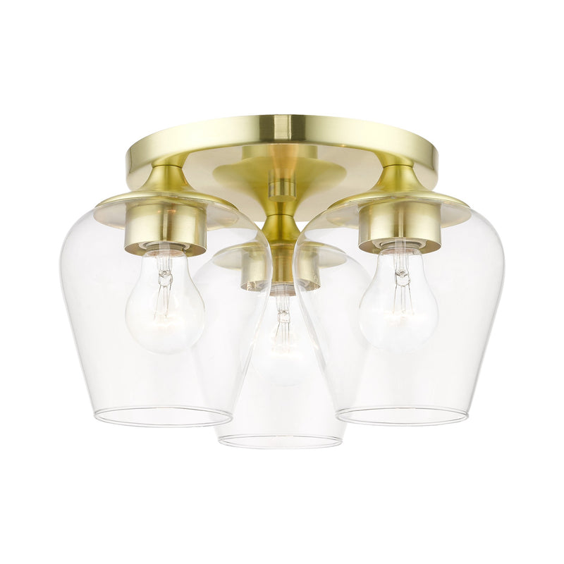 Willow 3-Light Flush Mount in Satin Brass