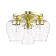 Willow 3-Light Flush Mount in Satin Brass