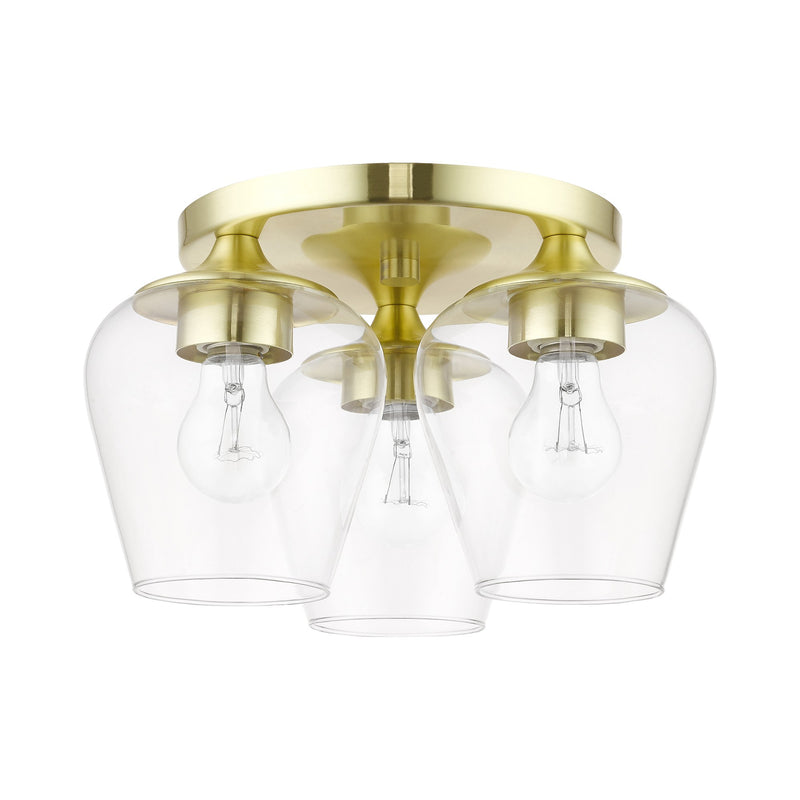 Willow 3-Light Flush Mount in Satin Brass