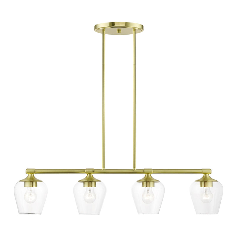 Willow 4-Light Linear Chandelier in Satin Brass