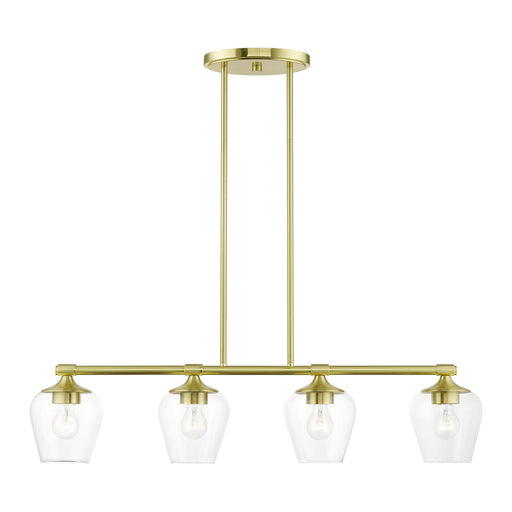 Willow 4-Light Linear Chandelier in Satin Brass