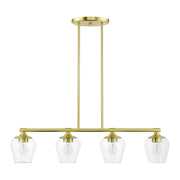 Willow 4-Light Linear Chandelier in Satin Brass