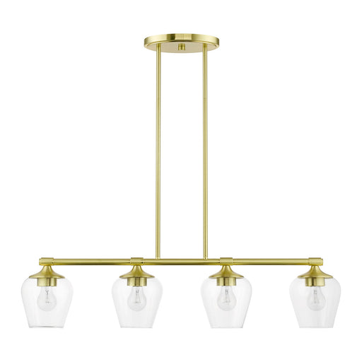 Willow 4-Light Linear Chandelier in Satin Brass
